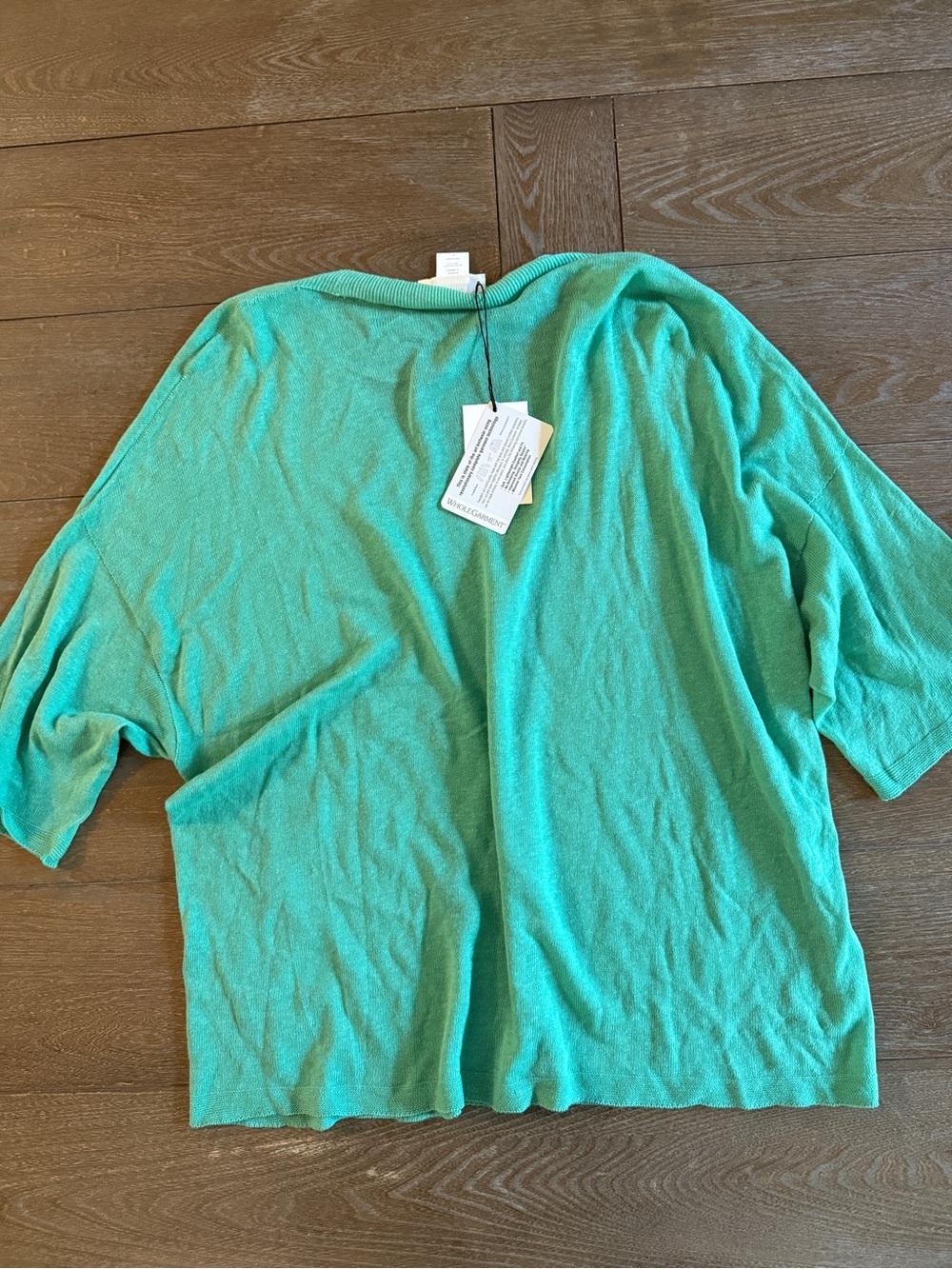 Knititude WHOLEGARMENT 100% Cotton V-Neck Sweater Mint Green L NWT - Picture 4 of 4
